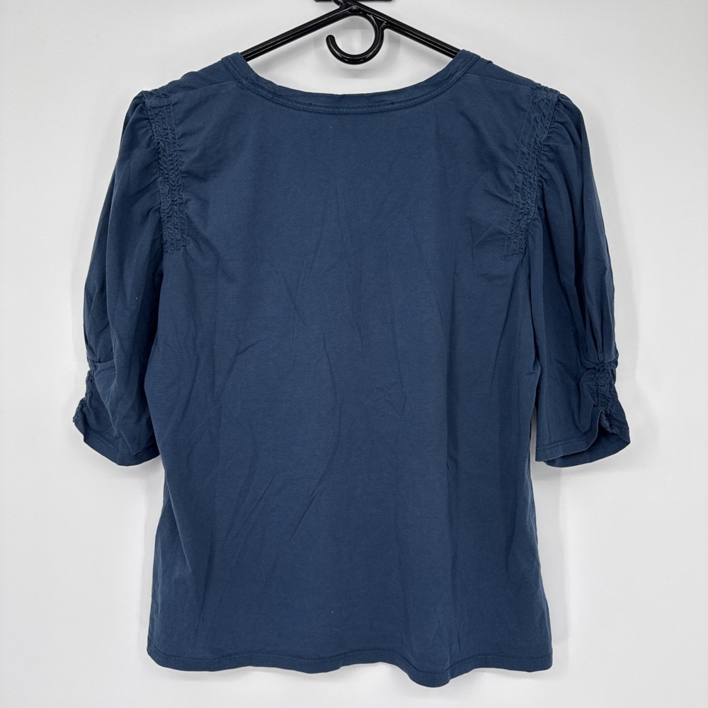 Veronica Beard Jessa Ruched Pima Cotton Knit Top Boho Minimalist Large - Picture 3 of 9